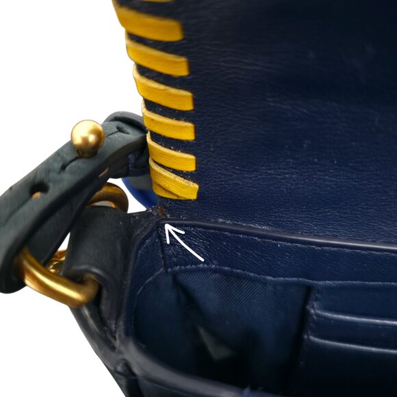 Tory Burch Kira Whipstitch Navy Suede Leather Mini Crossbody Shoulder Bag‎ - Picture 11 of 12